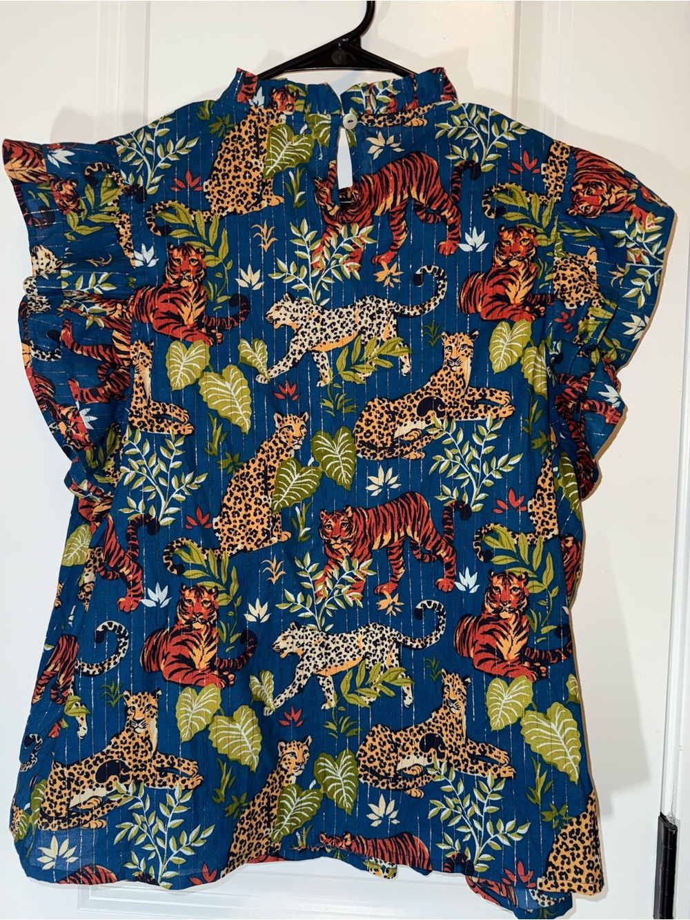 Printfresh | When in Doubt Ruffle Blouse | Feline Fatale | Tiger Print | Size L - Picture 11 of 16